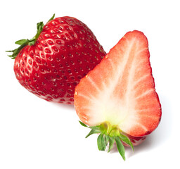 fresh strawberries isolated on white background