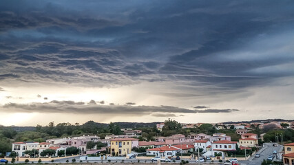 arzachena with dramatic clouds sardinia