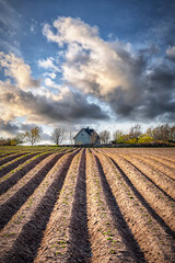 Ploughed Field with Little House in Sweden