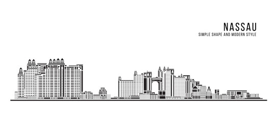 Naklejka premium Cityscape Building Abstract Simple shape and modern style art Vector design - Nassau