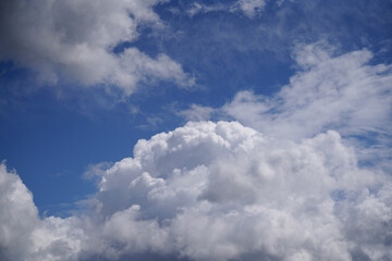 Clouds over Bavaria in May with strong wind and blue white sky