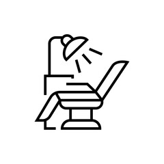 Dental chair icon. Dentistry on white background. Editable stroke.