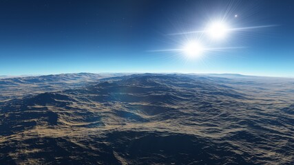 realistic surface of an alien planet, a computer-generated surface