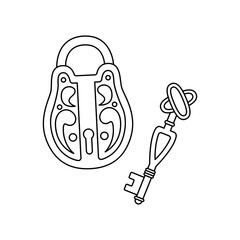 Vector illustration of retro key and lock.