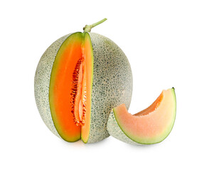 cantaloupe melon isolated on white background.