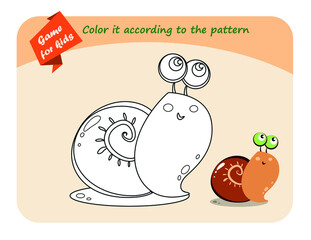 Educational game for children. Color the picture according to the sample