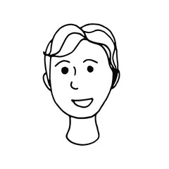 Doodle man face with smile.Line art drawing sketches of man.Hand drawn line art vector illustration.