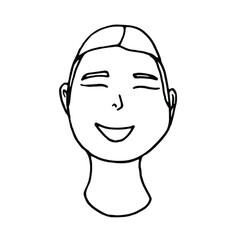 Doodle man face short haired.Line art drawing sketches of man.Hand drawn line art vector illustration.