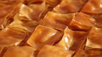 Turkish baklava dessert macro photo
