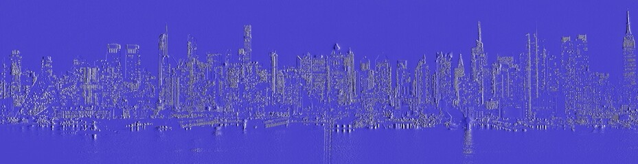 Creative 3D Digital illustration of New York City. New York City 3D Digital art on a blue background.  The most populous city in the USA is home to over 6486 completed high-rise buildings