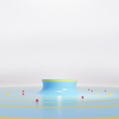 Abstract geometric podium background, mock-up, blank minimalistic empty showcase template, Modern art deco shop display. 3d render.