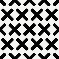 Obraz premium Diagonal crosses pattern. Vector seamless crosses. Black color and white background. Diagonal location crosses.