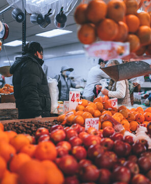 Pumpkins For Sale At The Market Orange Apple Chinatown New York 