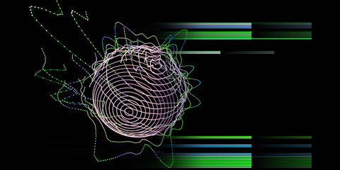 Abstract technology  background with sphere and blurred lines.  Business, technology and science futuristic concept. Big data.