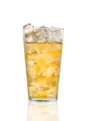 Glass with ice on a white background 