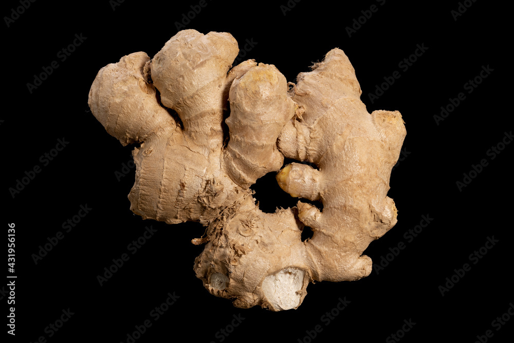 Poster ginger root isolated on a black background