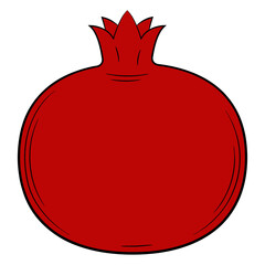 Pomegranate. fruit in a linear style. Colorful vector decorative element, drawn by hand.