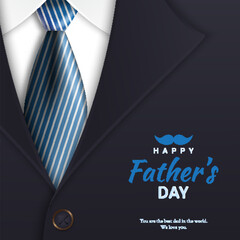 Father's Day poster or banner template with tie and costumes. For Father's Day in Promotion 3d style and shopping templates for love dad - obrazy, fototapety, plakaty