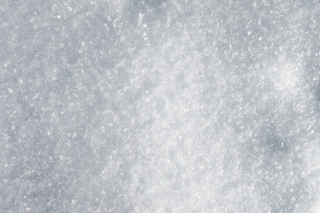 Large crystals on the snow surface on a sunny winter day. Winter background