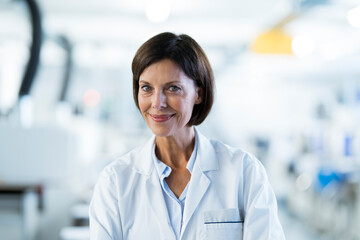 Smiling female scientist at laboratory