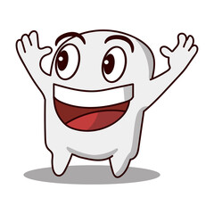 illustration of a cute tooth mascot cartoon character who is happy