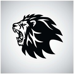 Angry Lion Roaring Vector Icon Logo Template