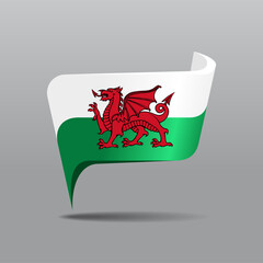 Welsh flag map pointer layout. Vector illustration.