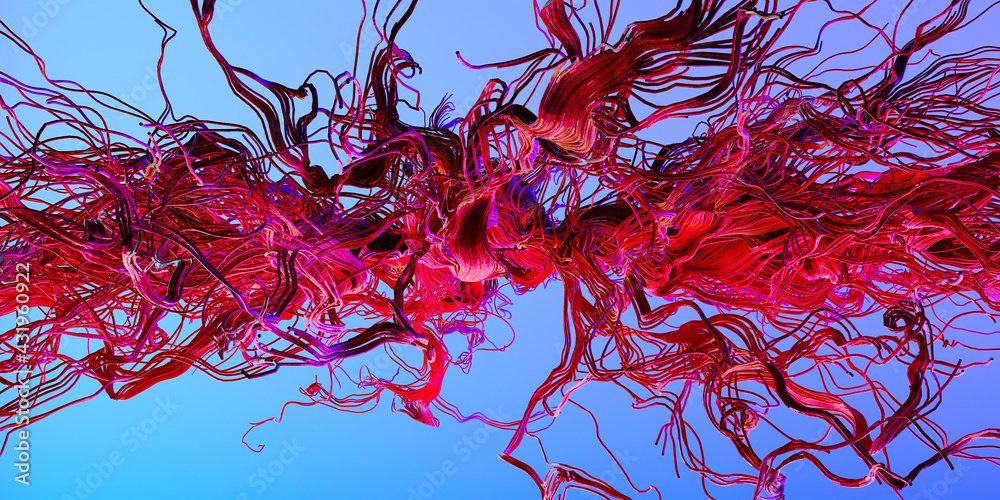 Poster abstraction with lines waves. abstract geometry. waves texture from bending fibers. flying colored t