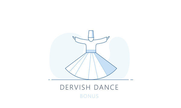 Dervish dance, Turkey, skyline vector illustration, line graphics for web pages, mobile apps and polygraphy.