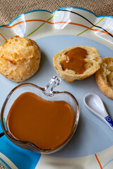 Brazilian cheese bread with dulce de leche