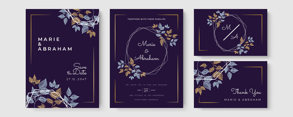 Obraz na płótnie Canvas Beautiful floral wreath wedding invitation card template