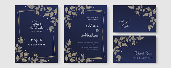 Beautiful floral wreath wedding invitation card template
