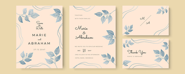 Beautiful floral wreath wedding invitation card template