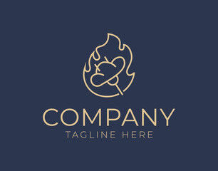 Toast Cake Brad Roasted Logo Design Template. Bakery Icon Line Art Vector