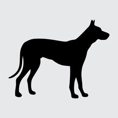Dog Silhouette, Dog Isolated On White Background