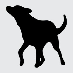 Dog Silhouette, Dog Isolated On White Background