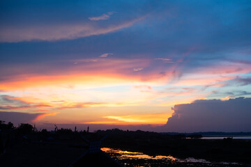 Sun set nature background.
