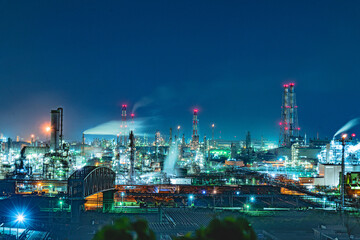 Fototapeta na wymiar 岡山県倉敷市水島コンビナートの夜景
