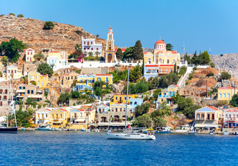 Naklejka premium Symi town cityscape, Dodecanese islands, Greece