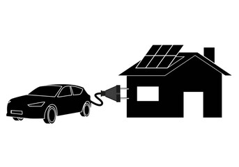 Coche eléctrico recargándose en la propia vivienda