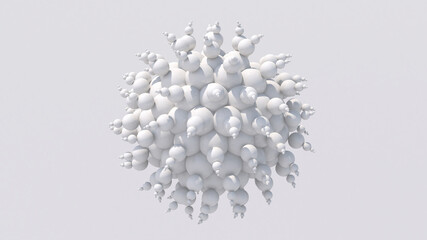 White abstract sphere. Group of glossy balls. Monochrome illustration, 3d render.