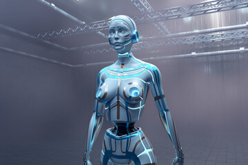 Three dimensional render of futuristic gynoid
