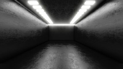 Three dimensional render of empty warehouse