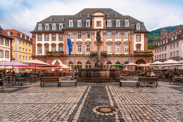 Markt platz square with the old city hall in Heidelberg, Germany