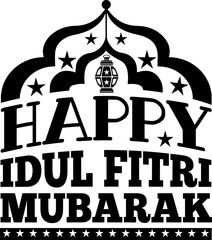 Muslim eid greetings happy idul fitri mubarak vector tshirt