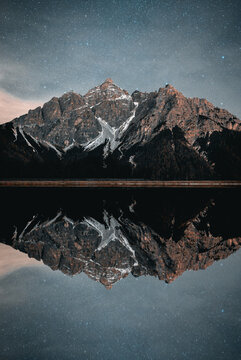 Water reflection of Serles Mountain