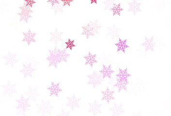 Light Purple, Pink vector template with ice snowflakes, stars.