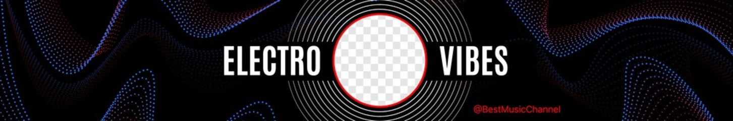 Video Service Cover Profile Header Electro Vibes Banner For Design Your Channel Put Your Content under Background. Vector illustration