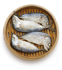 thai steamed short mackerel islated on white background