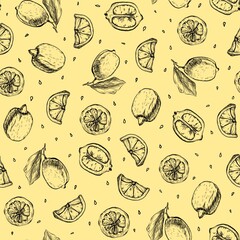 Yellow lemons pattern illustration background 
